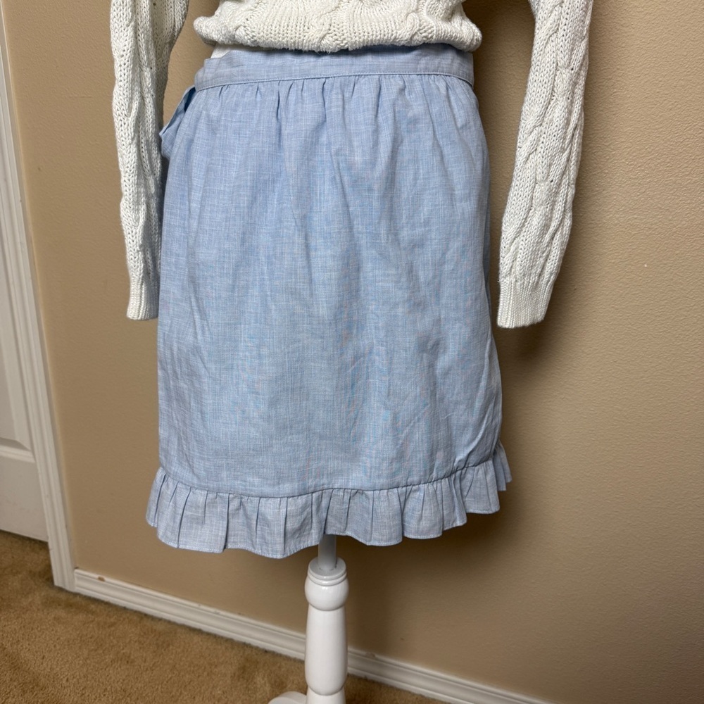 Madewell Meadow Ruffle Wrap Skirt Tie Belt Chambray Blue size 8 - Picture 5 of 6